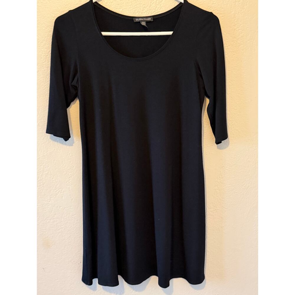 Women's Eileen Fischer Black Soft Cozy Stretch Material Casual Dress Sz XS